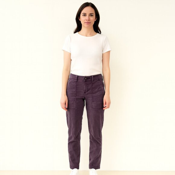 2 for $30 Cabi Cargo Eggplant Slim Leg pant Mid Rise chinos  2 - Picture 1 of 11